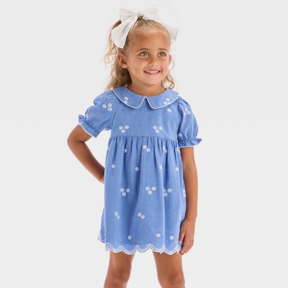 Cat And Jack Baby Girls Dress Blue Flowers